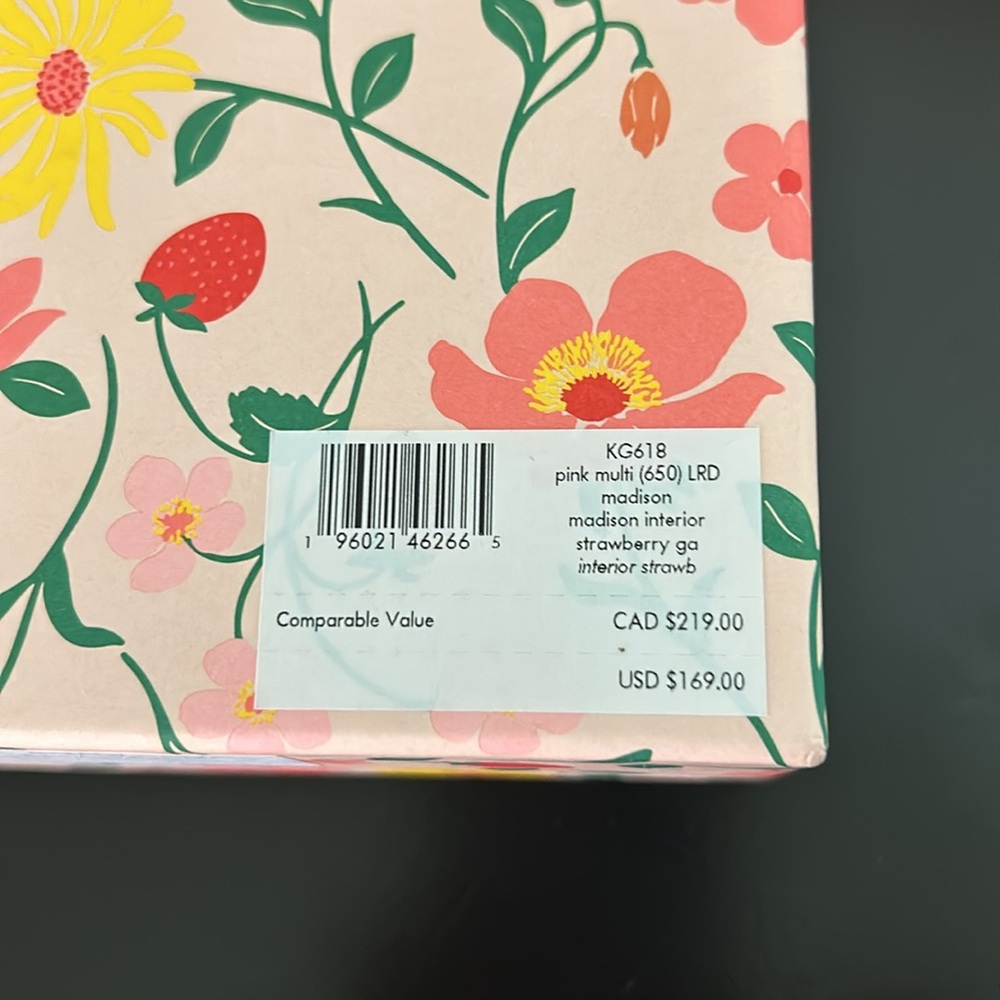 Kate Spade New In Box Madison Strawberry Garden Small Zip Around Bifold Wallet - Picture 5 of 16